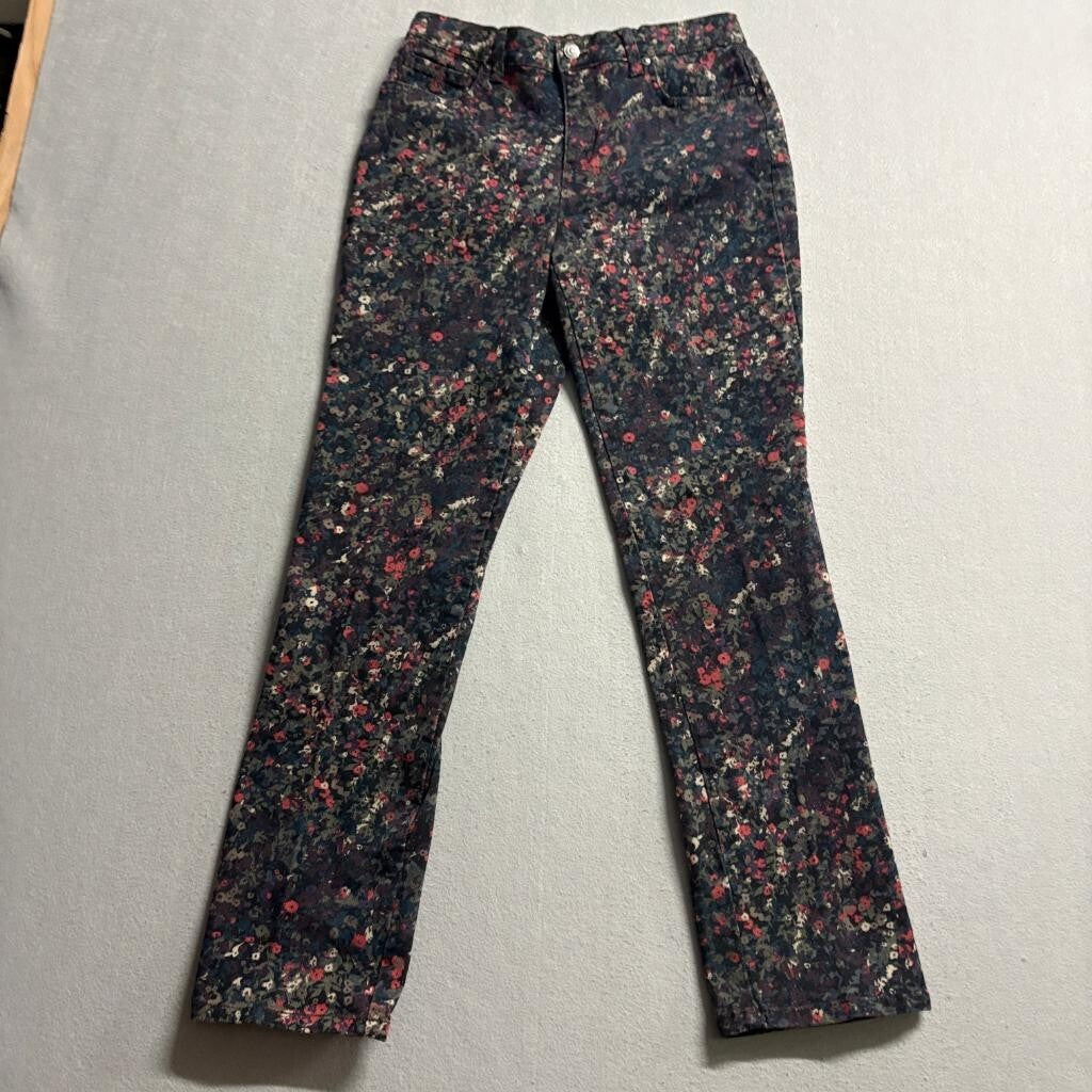 Gloria Vanderbilt Amanda Jeans Womens 4 Average Floral Print Stretch Straight