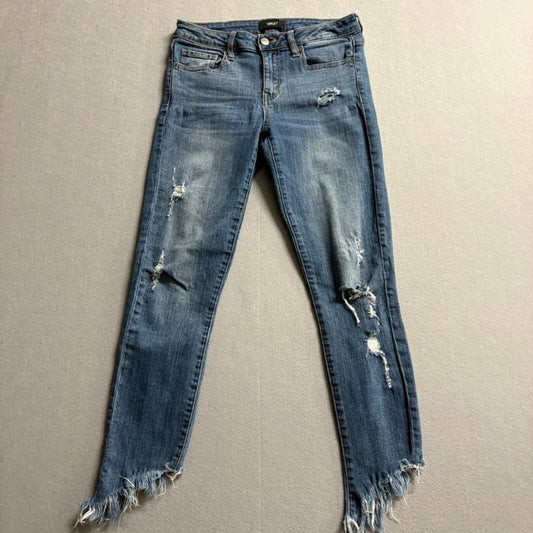 Vervet Ankle Skinny Jeans Womens 27 Distressed Frayed Asymmetric Hem Stretch