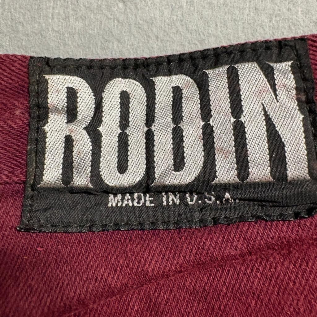 Vintage Rodin Jeans Womens 38 Burgundy Red Denim High Rise Straight Leg Made USA