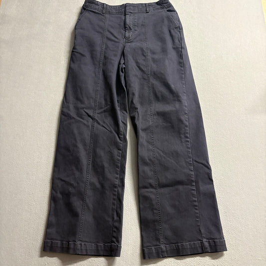 Universal Thread Women's Size 6 Wide Leg Crop Pants Black Stretch Cotton Blend