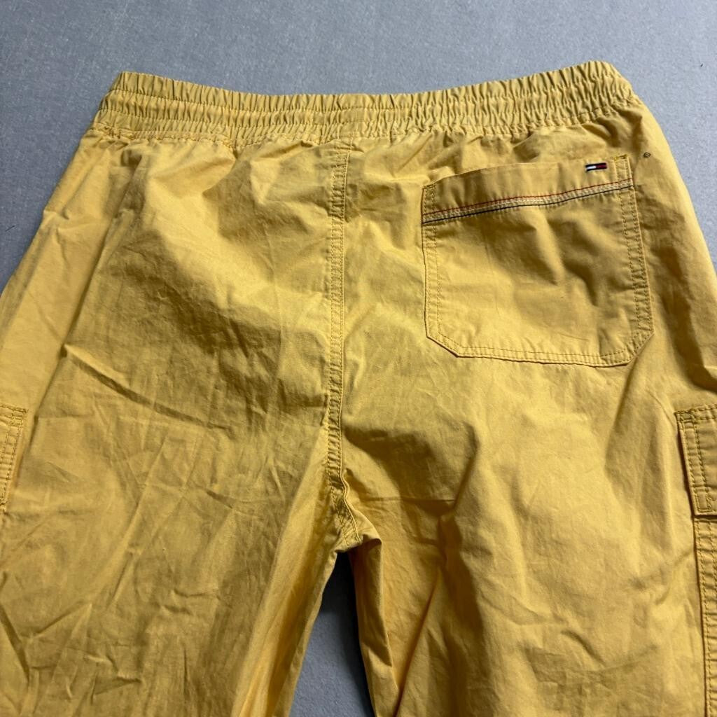 Tommy Jeans Womens Cargo Jogger Pants Medium Yellow Cotton Drawstring Utility