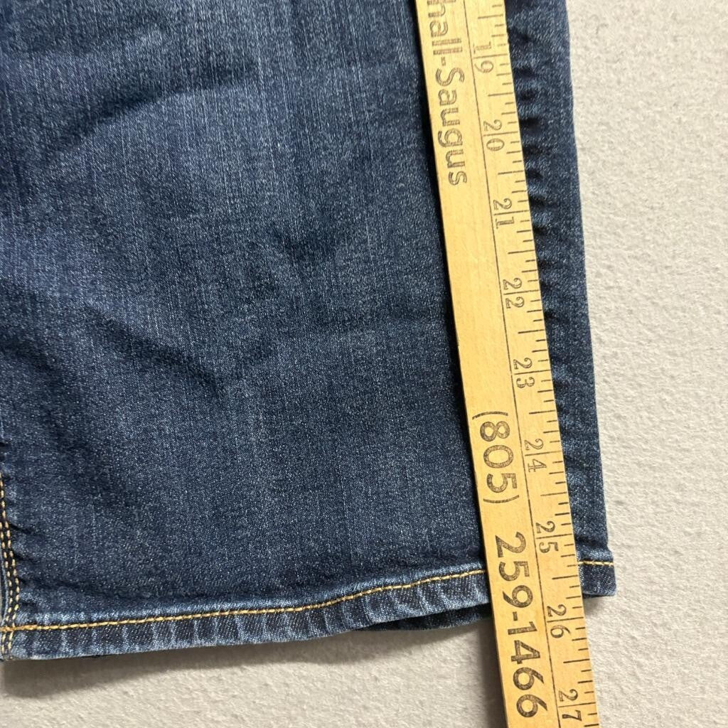 Susan Graver Jeans Womens 6 Blue Denim Pull On Sailor Button Crop Capri Pants