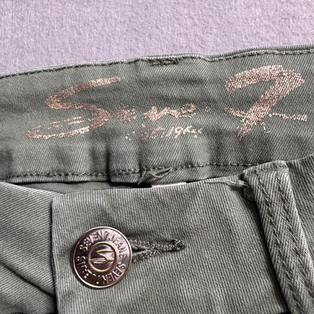 Seven7 High Rise Skinny Jeans Womens Size 14 Olive Green Stretch Denim Pants