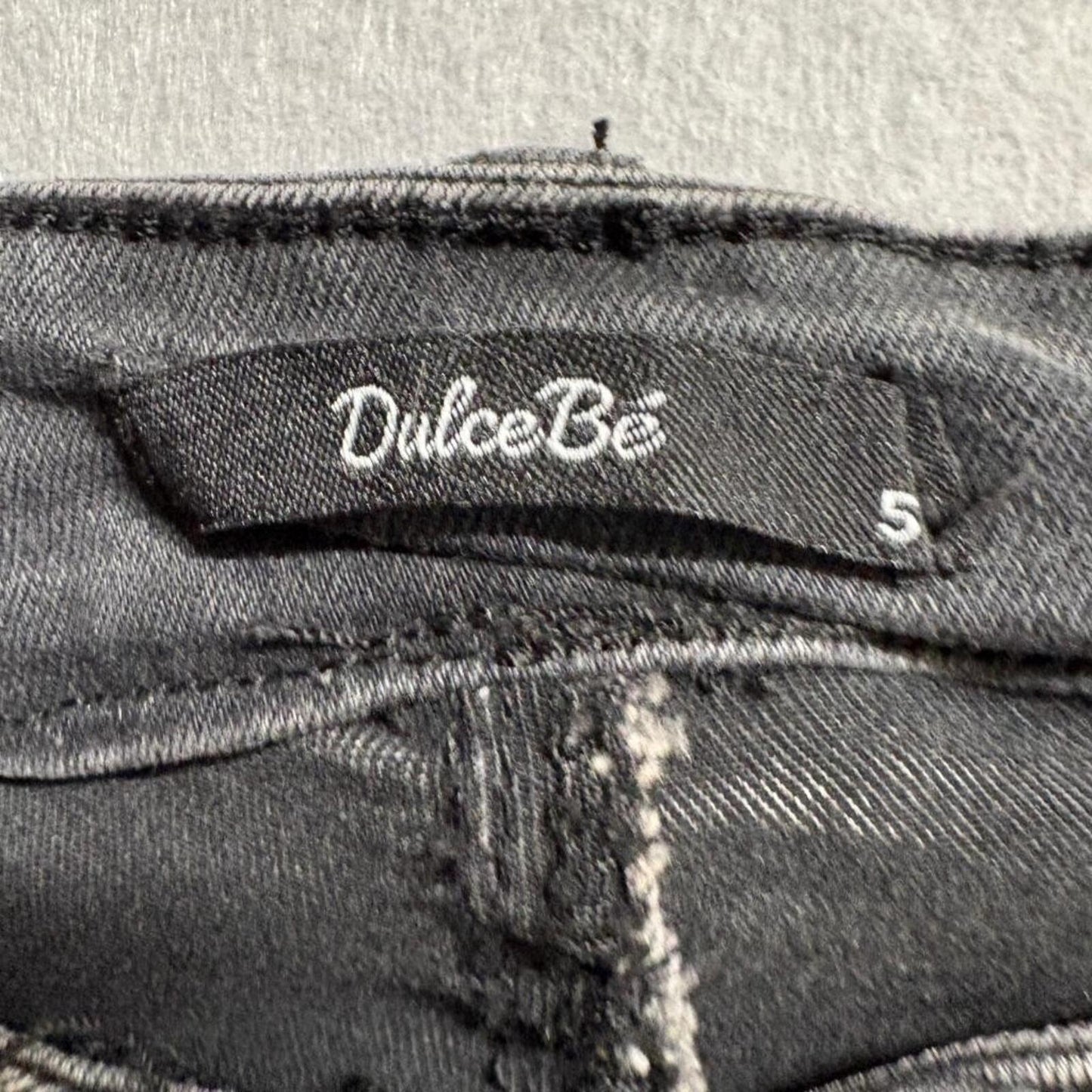 Dulce Be Skinny Jeans Womens Size 5 Dark Black Grey Raw Hem Stretch Denim New