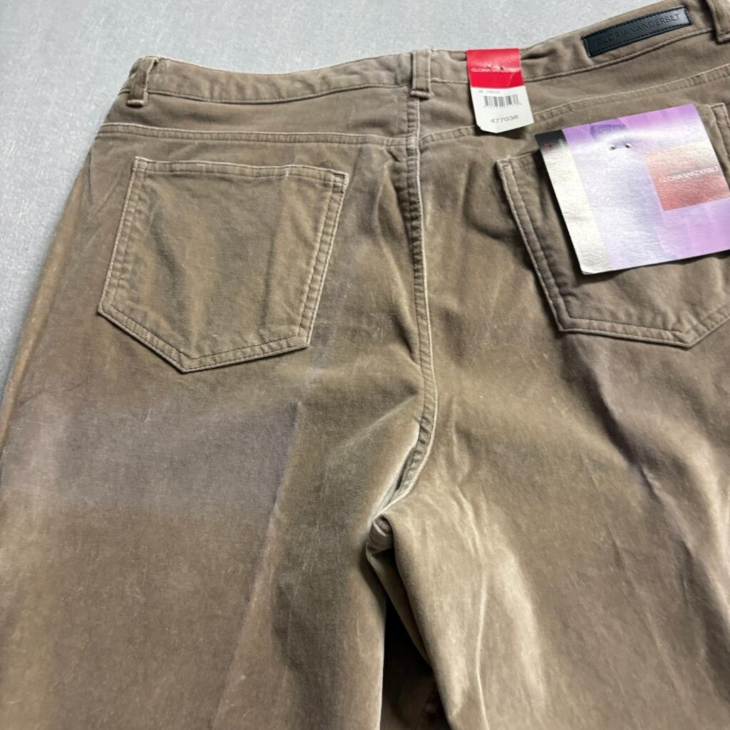 Gloria Vanderbilt Velveteen Stretch Bootcut Pants Womens 18 Sable Brown NWT
