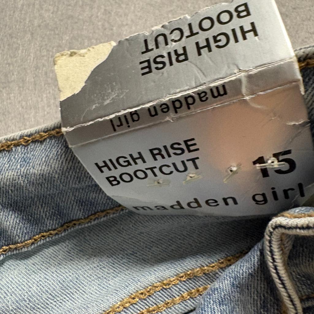 Madden Girl High Rise Bootcut Jeans Womens Size 15 Light Wash Denim Stretch