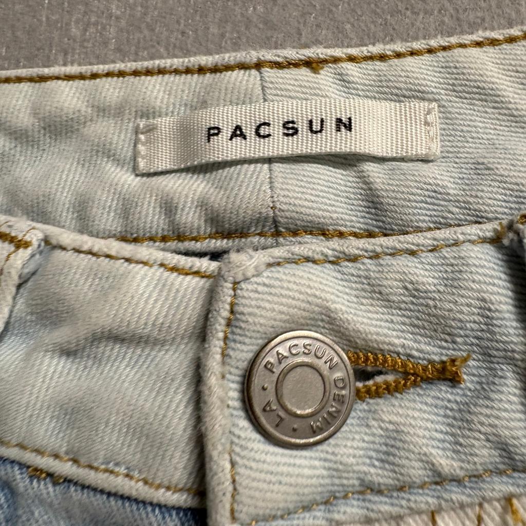 PacSun Colorblock Mom Jeans Womens 23 Blue Light Wash Denim High Rise Patchwork