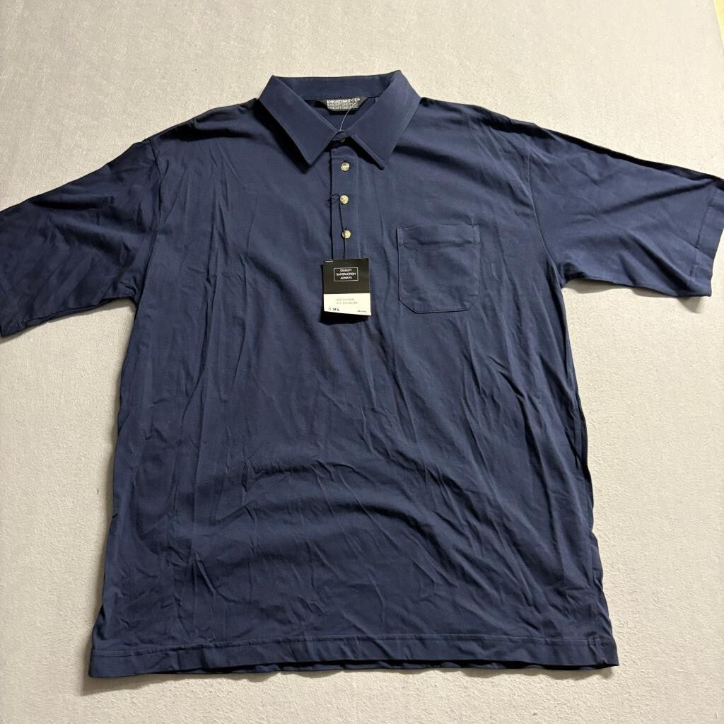 Knightsbridge Polo Shirt Mens XL Midnight Blue Cotton Blend Short Sleeve Pocket