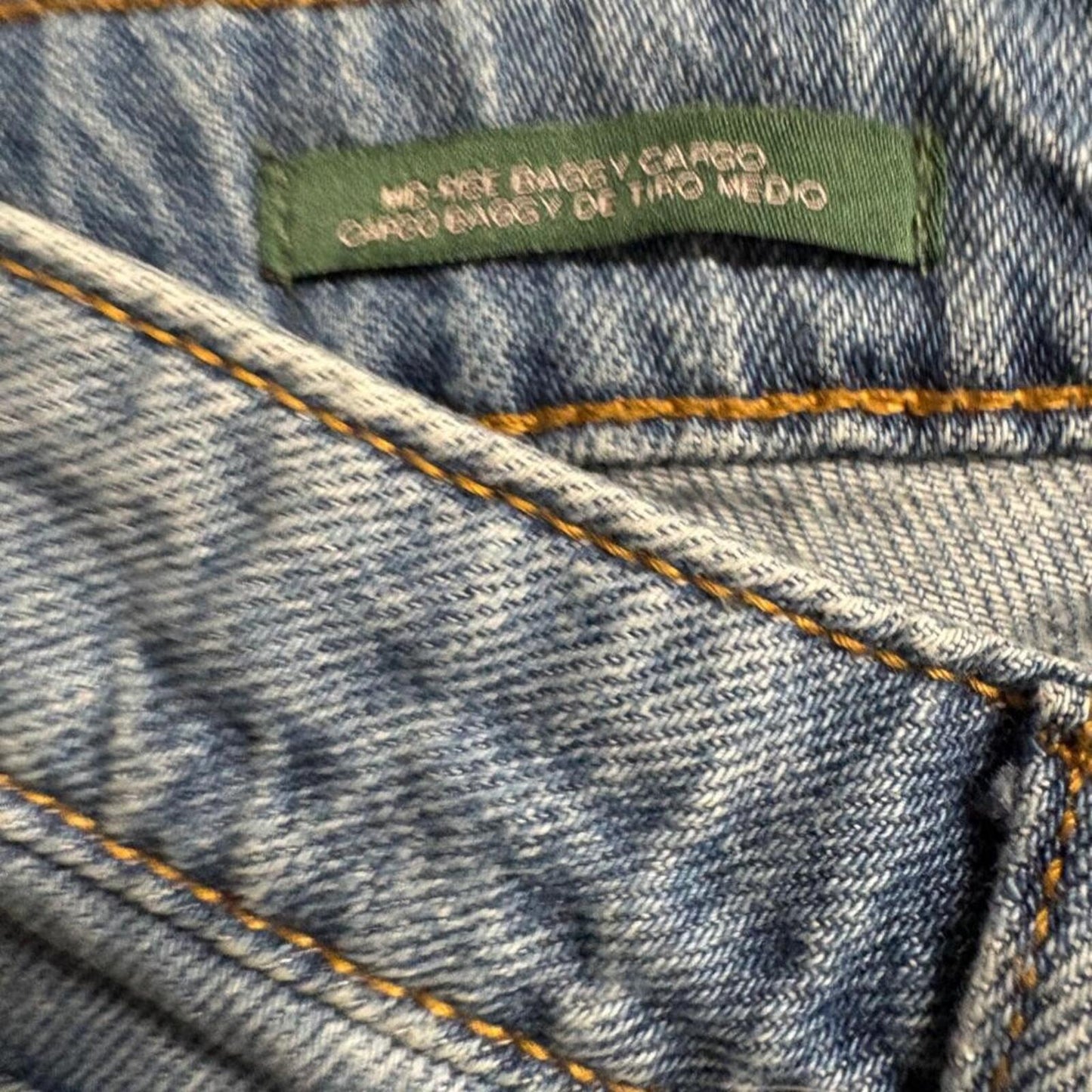 Wild Fable Mid Rise Baggy Cargo Jeans Womens Size 0 Blue Denim Wide Leg Pants