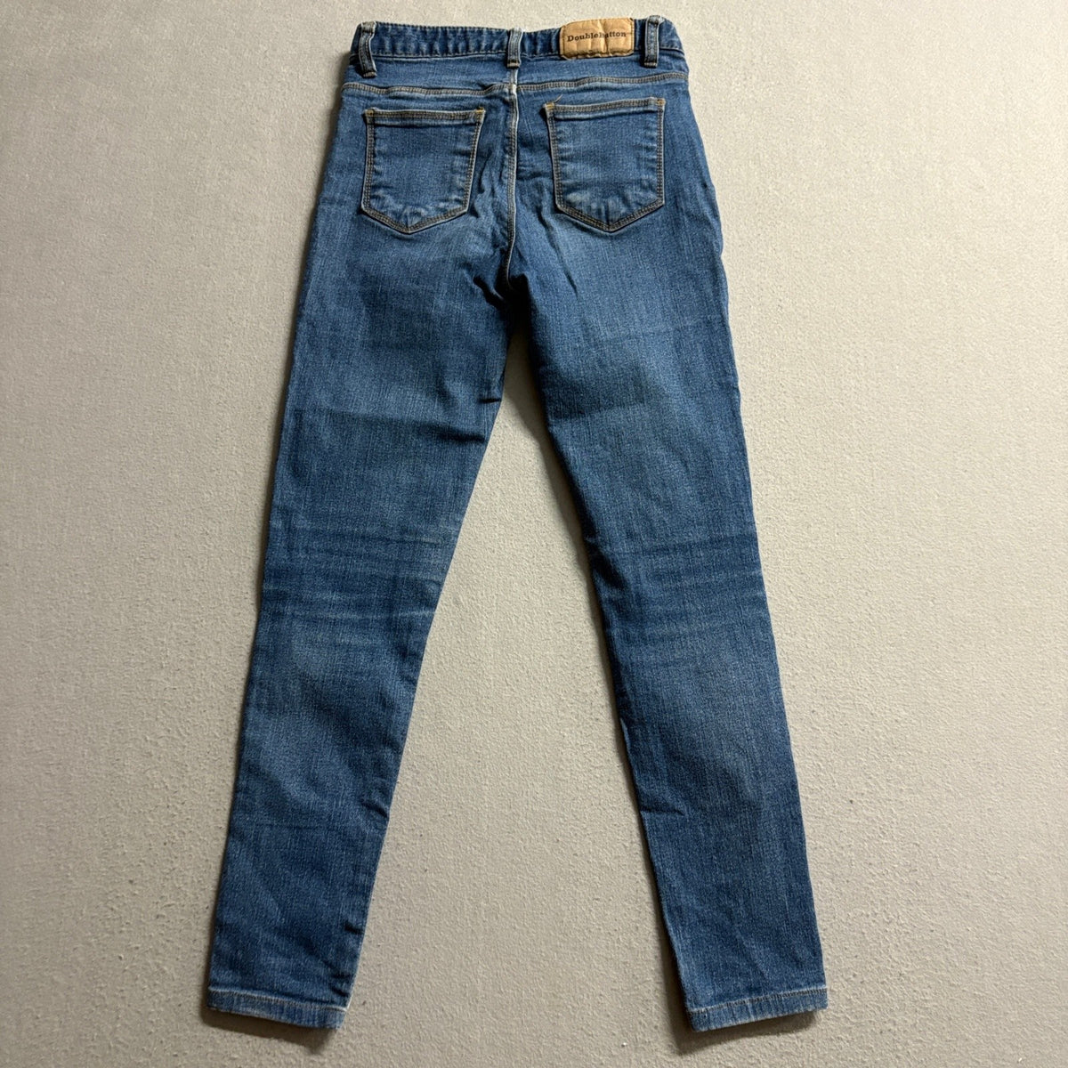 Double Button Skinny Jeans Womens Small Blue Denim Stretch Made in Korea