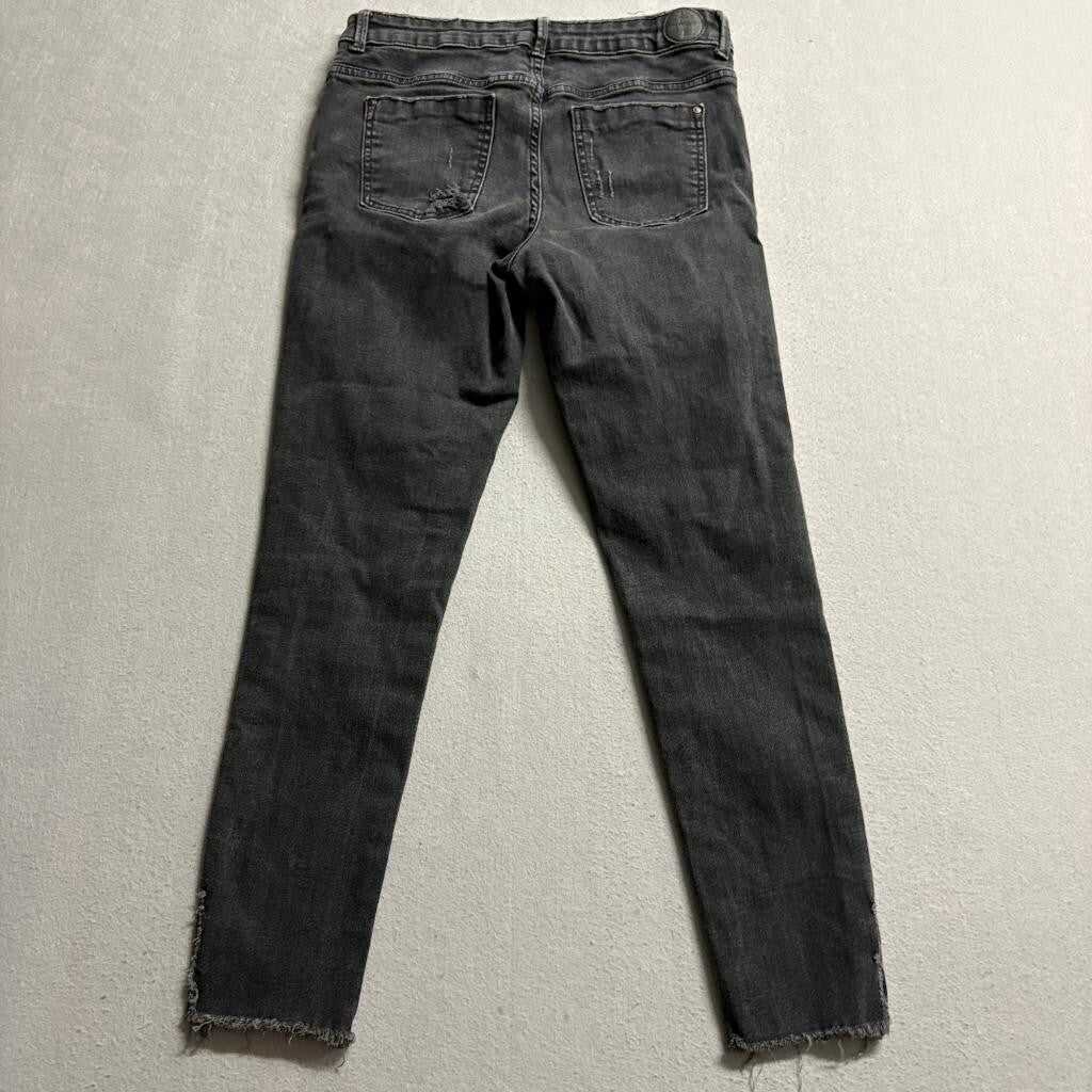 1975 Basic Dept Denim Womens Distressed Skinny Jeans Gray Size 28 Raw Hem