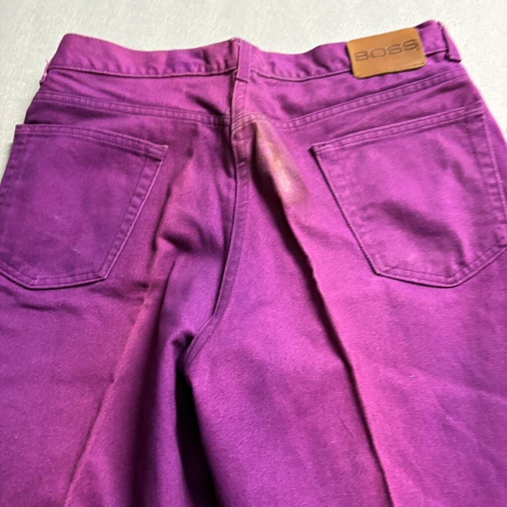 Vintage Hugo Boss Purple Denim Jeans Womens 36L High Rise Straight Leg Made in