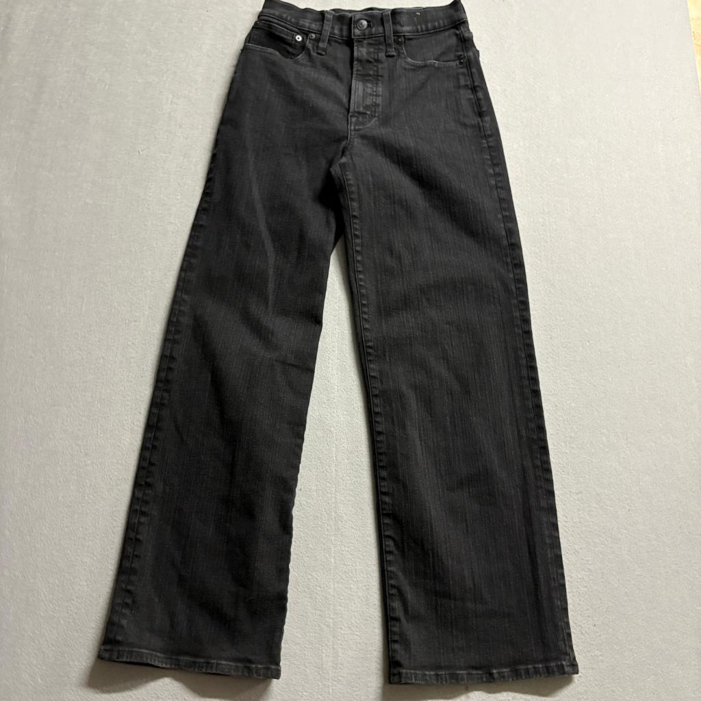 Madewell The Perfect Vintage Wide Leg Jeans Womens 27 Black High Rise Denim
