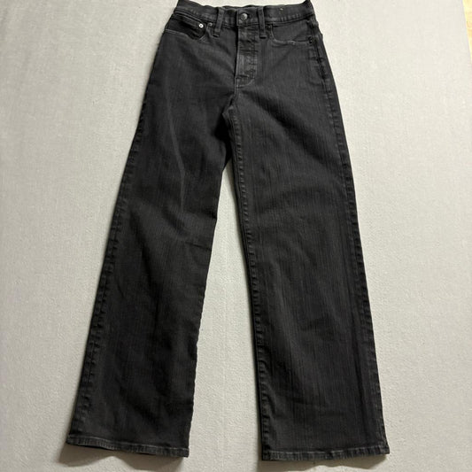 Madewell The Perfect Vintage Wide Leg Jeans Womens 27 Black High Rise Denim