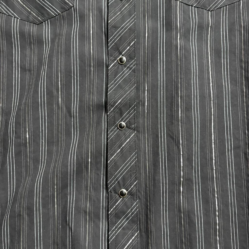 Wrangler Western Fashion Snap Shirt Mens Medium Black Silver Metallic Stripe L/S