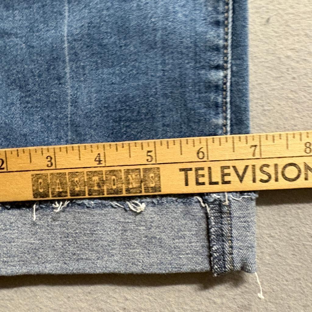 Cotton On 91 Mid Slim Straight Jeans Womens Size 6 Distressed Raw Hem Blue Denim