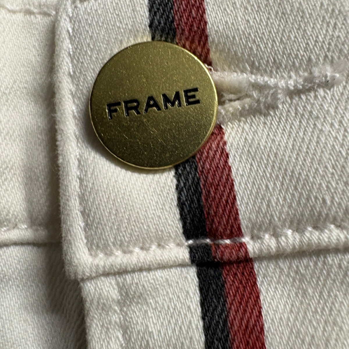 Frame Denim Le Bardot Straight Jeans Womens 27 White Red Black Classic Stripe
