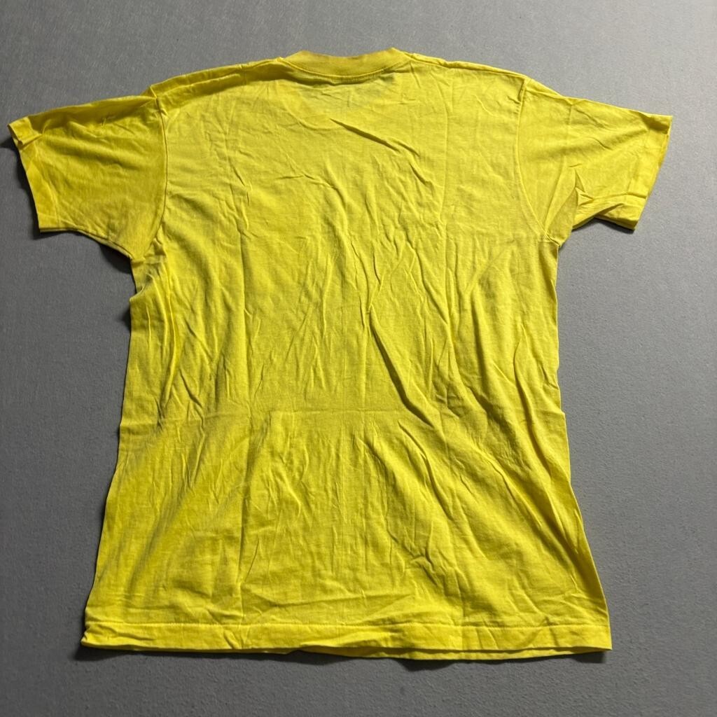 Vintage Fruit of the Loom Pocket T-Shirt Mens XL Yellow Blank Single Stitch USA