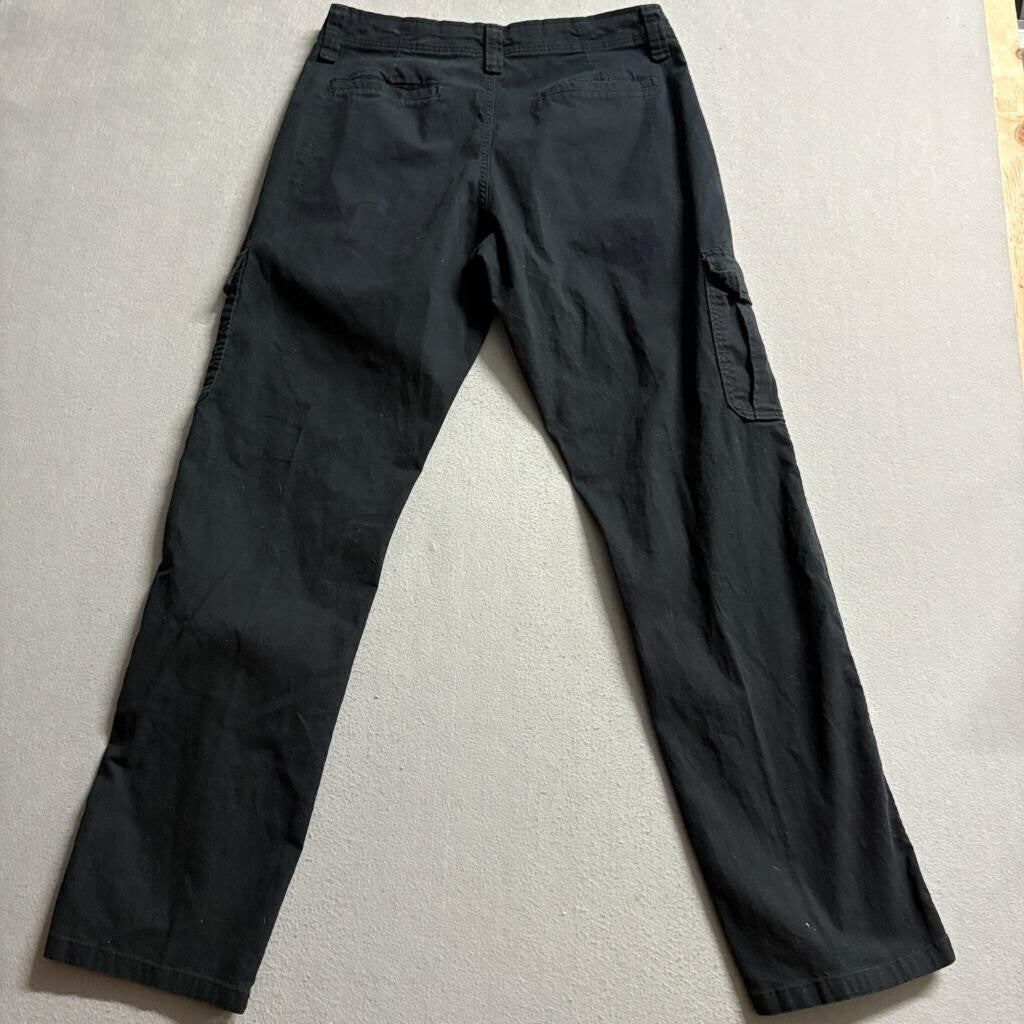 Wrangler Mens Cargo Pants 30x32 Black Cotton Blend Stretch Relaxed Fit Utility