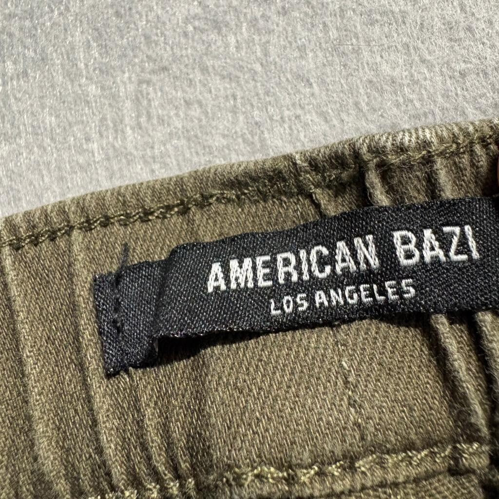 American Bazi Cargo Pants Womens Small Green Cotton Blend Utility Drawstring Hem