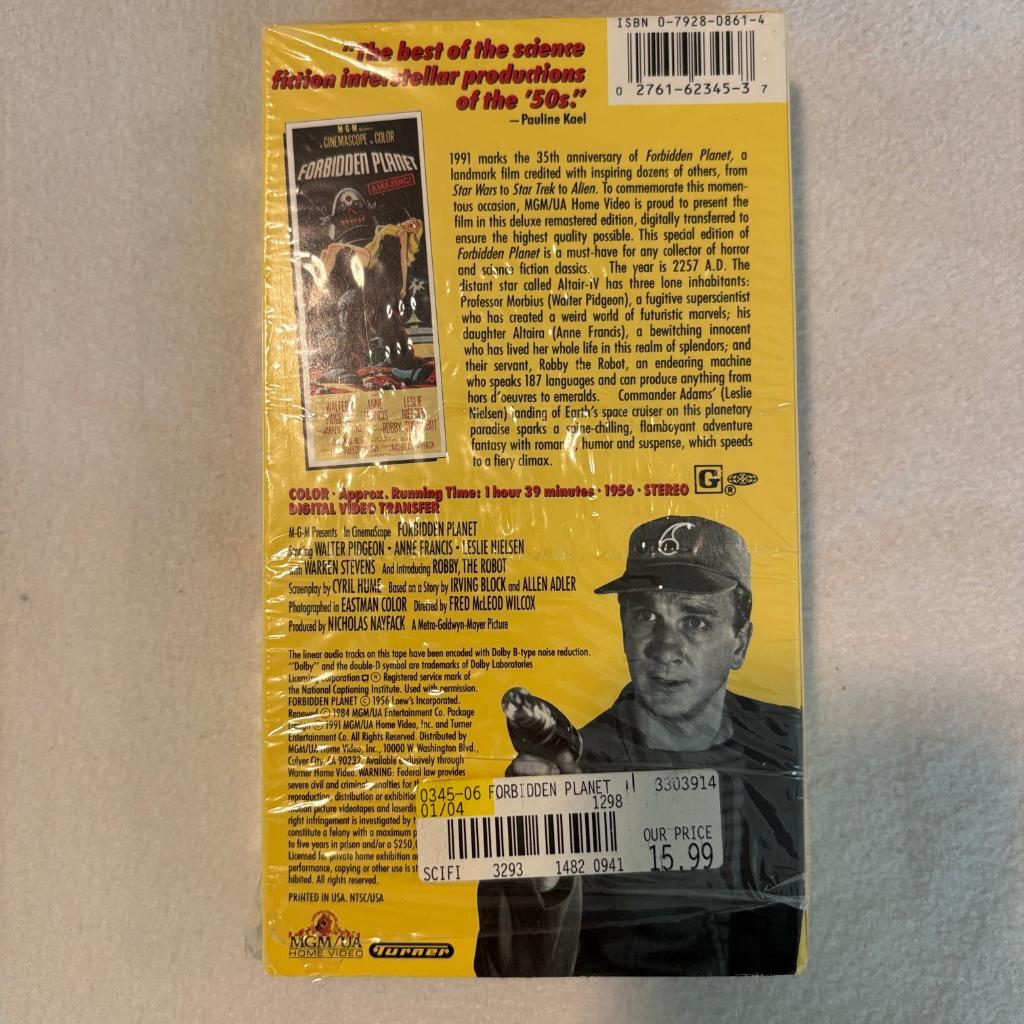 Forbidden Planet VHS 1991 Remastered Edition Sci-Fi Classic Leslie Nielsen