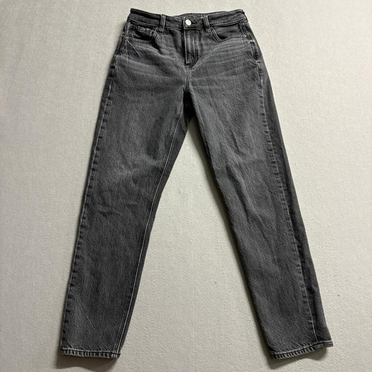American Eagle Mom Jeans Womens Size 0 Short Gray Denim High Rise Strigid