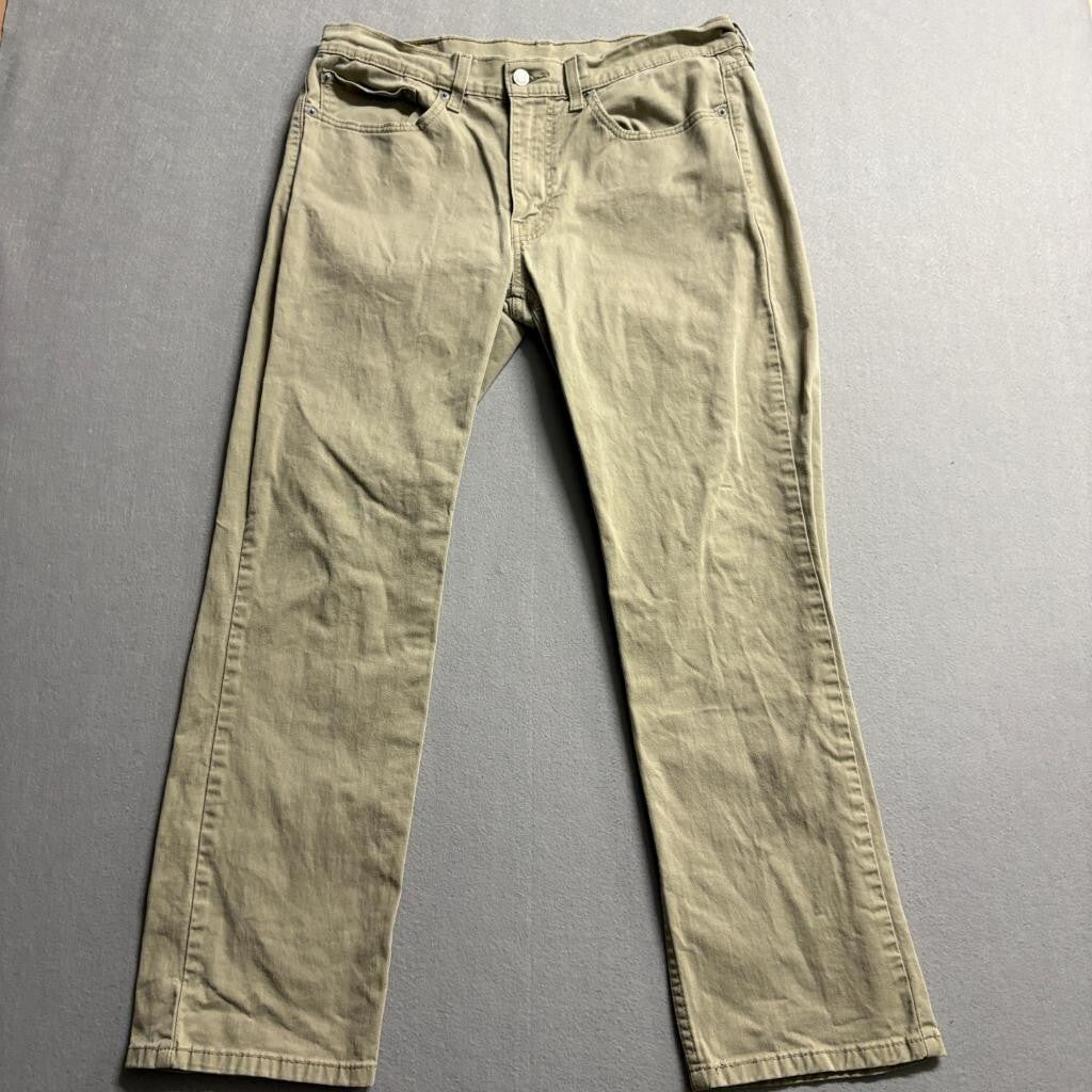 Levis 514 Straight Fit Pants Mens 34x30 Tan Khaki Cotton Blend Chino Jeans
