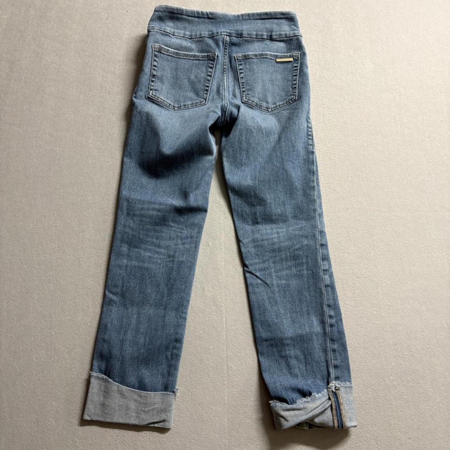 Rock & Republic Denim Rx Slimming Jeans Womens 6 Blue Distressed Pull On Cuffed