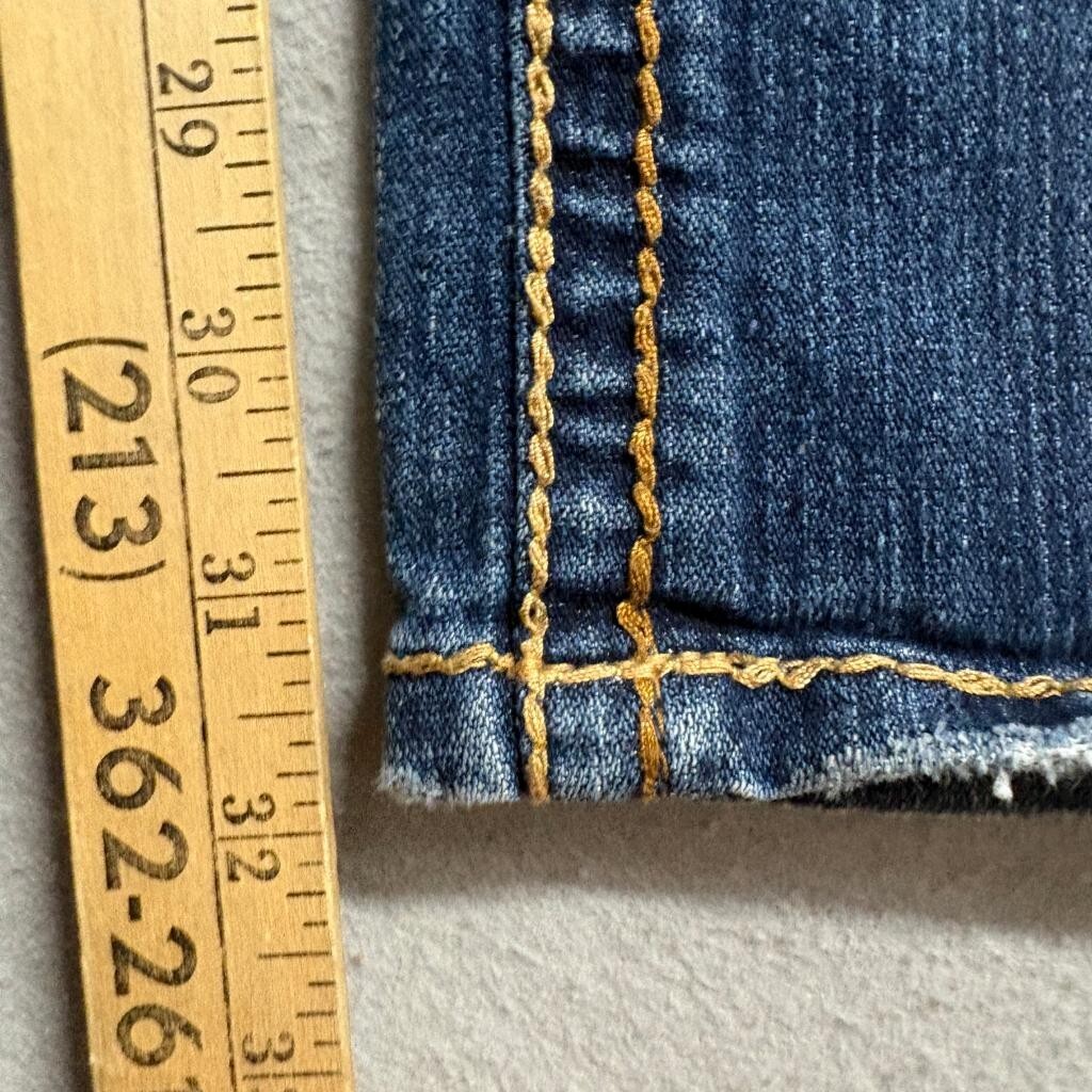 Lola Jeans Womens Size 7/8 Distressed Bootcut Blue Denim Thick Stitch Y2K