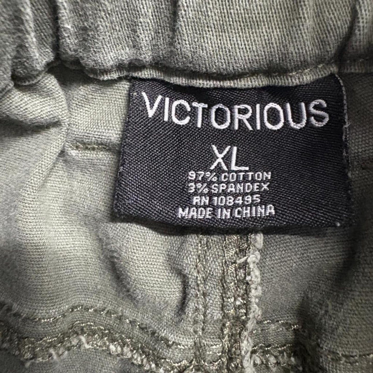 Victorious Mens Cargo Jogger Pants XL Green Cotton Blend Elastic Waist