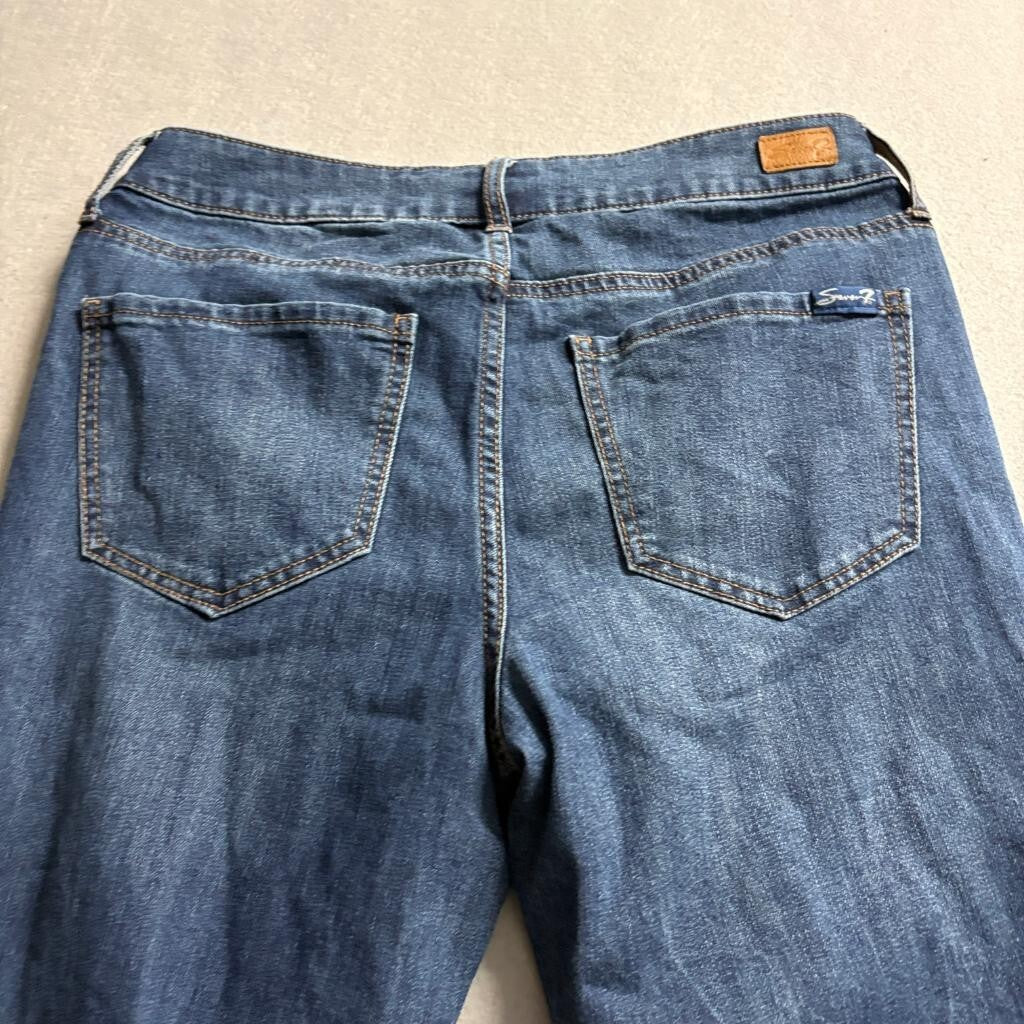 Seven7 Weekend Slim Fit Jeans Womens Size 6 Blue Denim Raw Hem Stretch