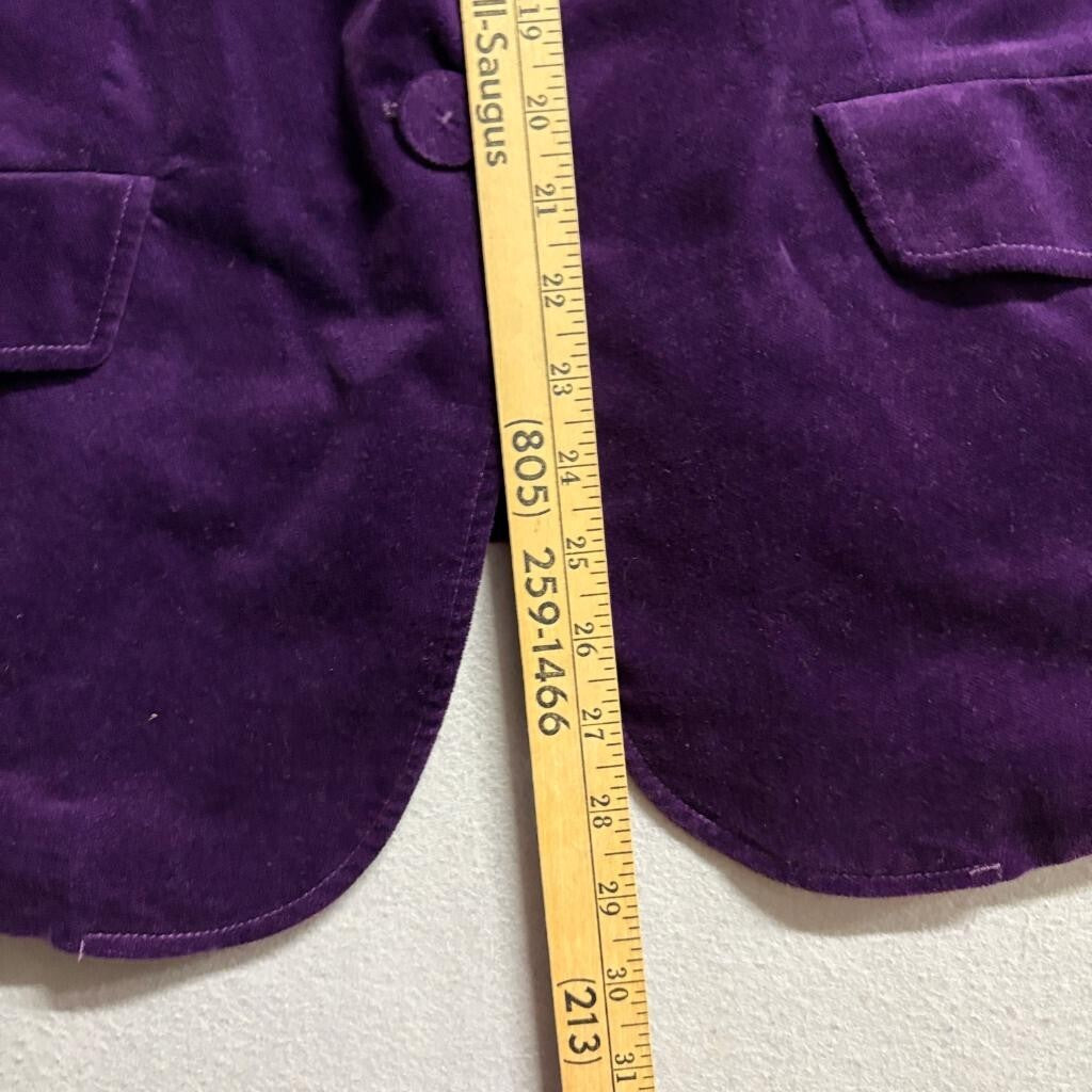 Talbots Velvet Blazer Womens 20W Purple Paisley Lined One Button Jacket Plus