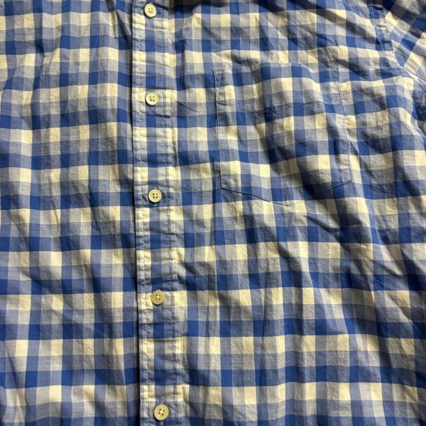 Tommy Hilfiger Shirt Mens Large Blue White Gingham Plaid Long Sleeve Button Up
