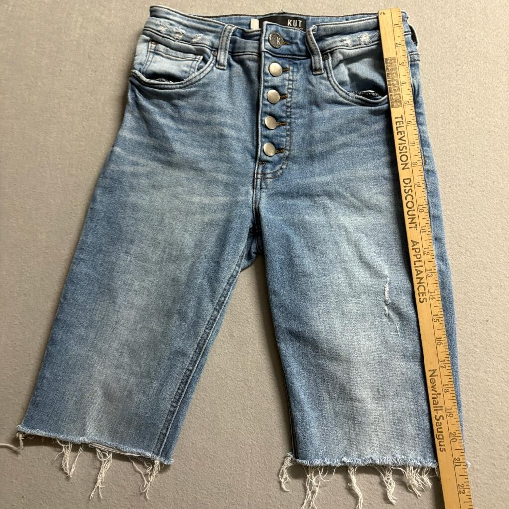 Kut from the Kloth Rachael Fab Ab Mom Jean Shorts Womens Size 0 Blue Denim