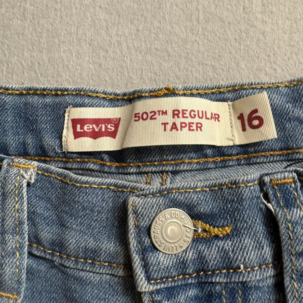 Levis 502 Regular Taper Jeans Girls Size 16 Reg Blue Distressed Denim W28 L30