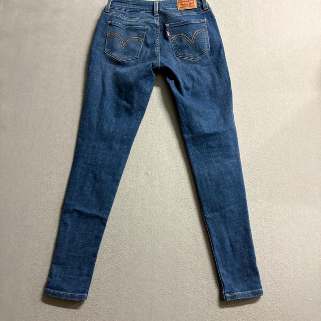 Levis 535 Super Skinny Jeans Womens 28 Distressed Ripped Knee Medium Wash Denim