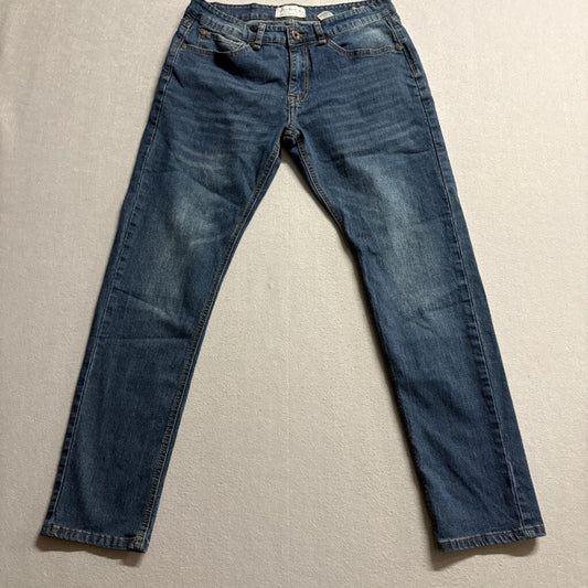 Smith & Mills Denim Mens Jeans 32x32 Blue Stretch Straight Leg Cotton Blend