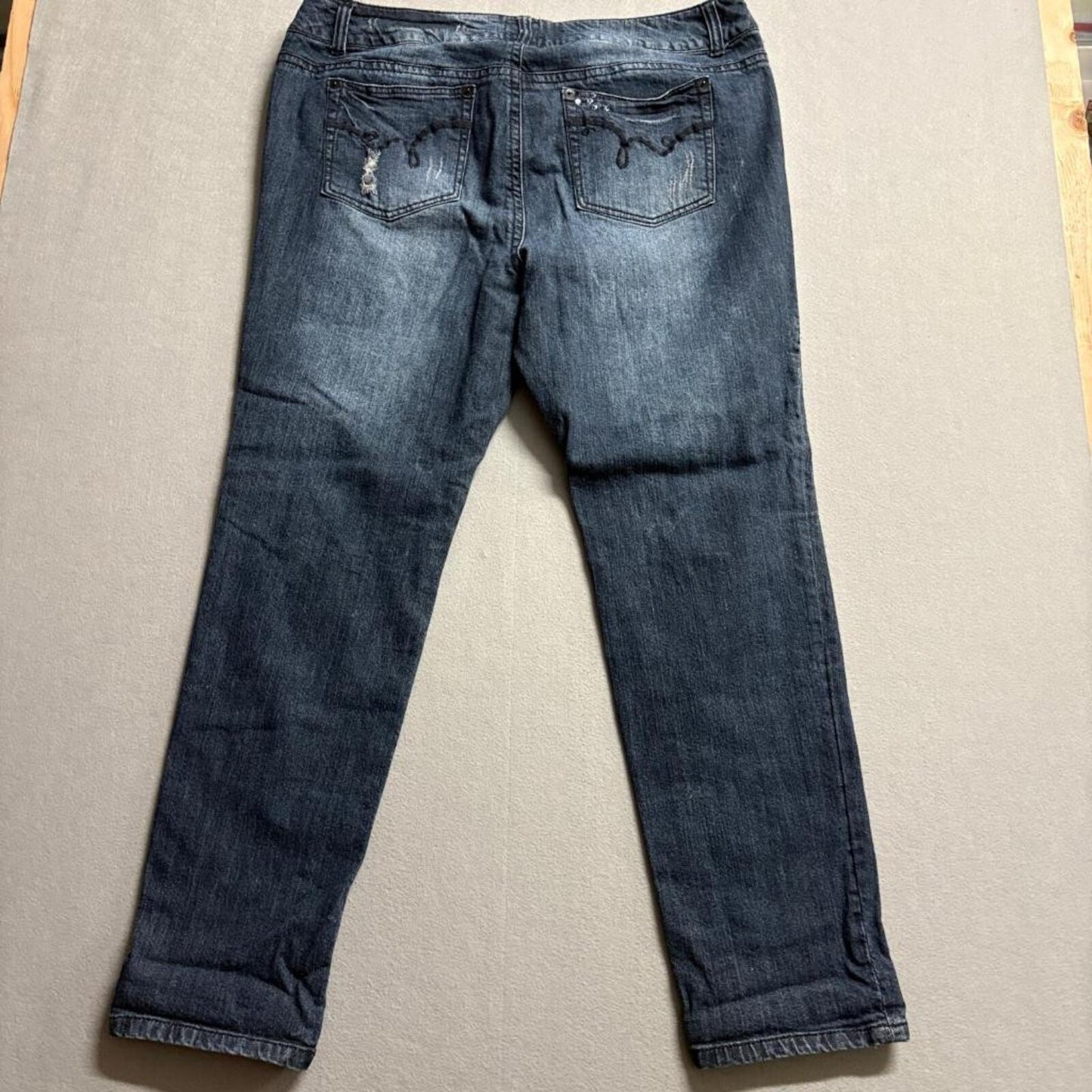 Torrid Denim Distressed Jeans Womens Plus Size 20 Blue Sequins Straight Leg