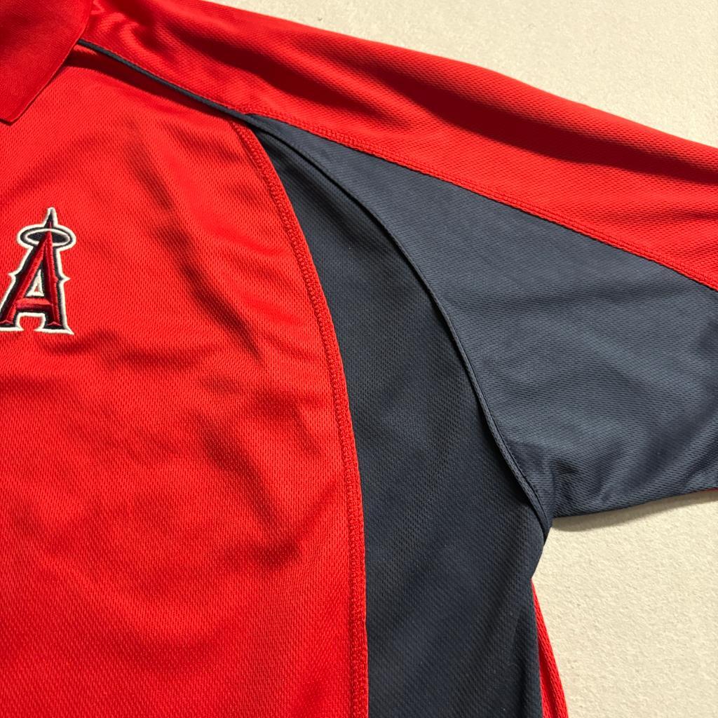 Los Angeles Angels Majestic Polo Shirt Mens 4XT Red Navy Blue MLB Embroidered