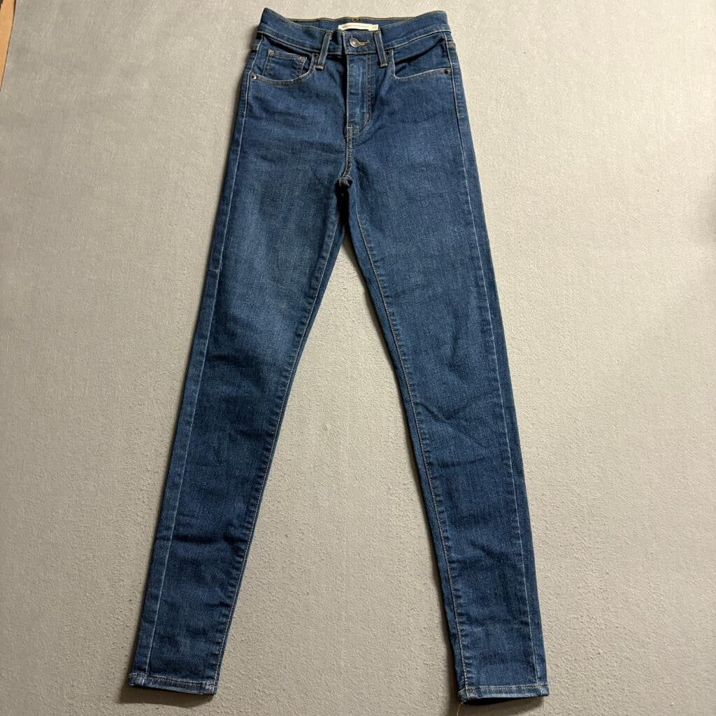 Levis Mile High Super Skinny Jeans Womens 25 x 28 Blue Denim Stretch High Rise