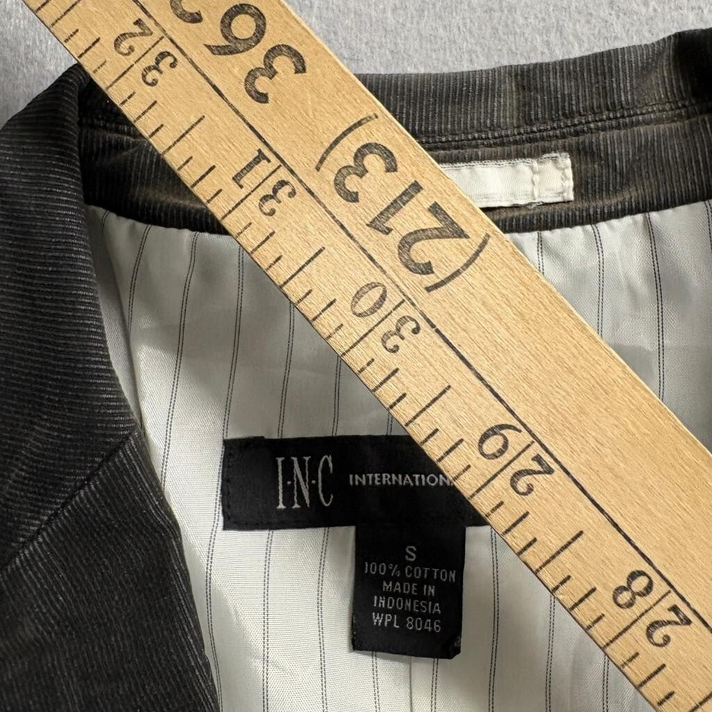 INC International Concepts Blazer Mens Small Gray Corduroy 2 Button Sport Coat