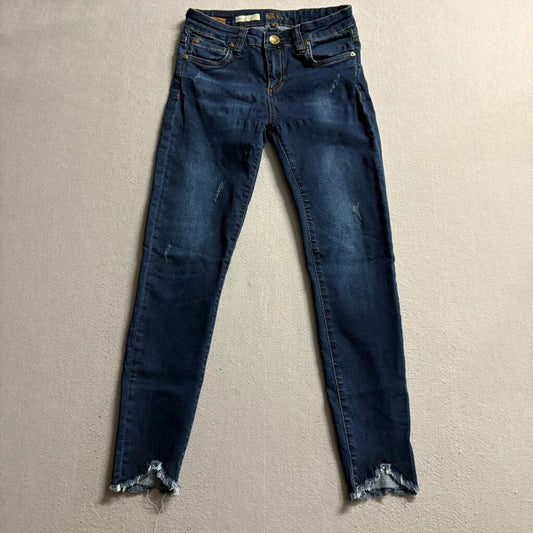 Kut from the Kloth Connie Ankle Skinny Jeans Womens Size 0 Blue Denim Frayed Hem