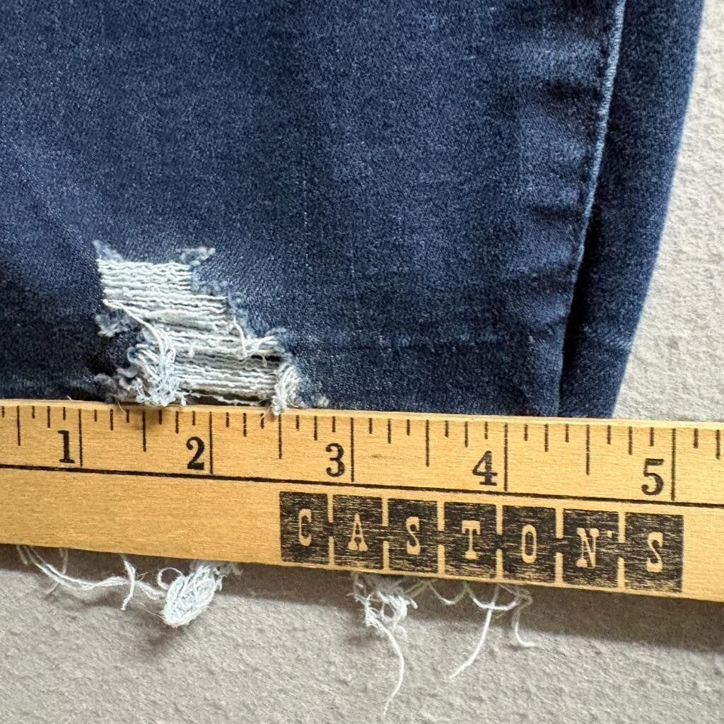 By Rewash Distressed Skinny Jeans Womens 13/31 Dark Wash Mid Rise Frayed Ankle