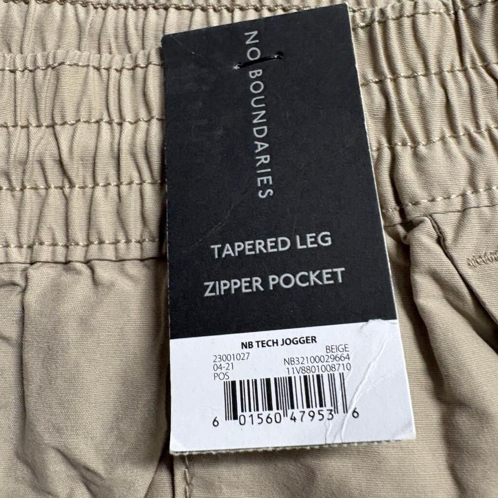 No Boundaries Tech Jogger Pants Mens Large L 36-38 Beige Tapered Leg New