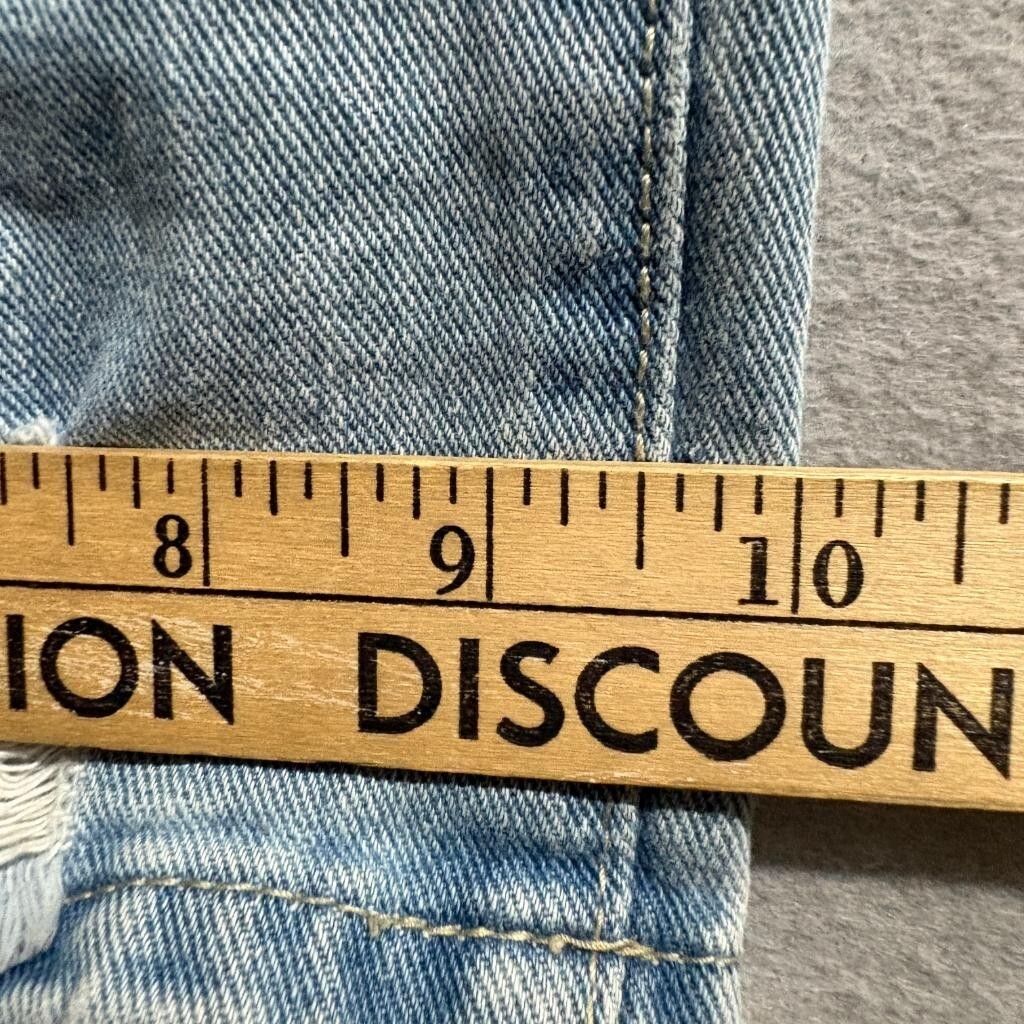 Shein Butterfly Distressed Jeans Womens Large Blue Denim Wide Leg High Rise Y2K
