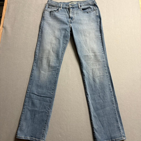 Levis 505 Straight Leg Jeans Womens 14L W32 L34 Light Wash Denim Blue