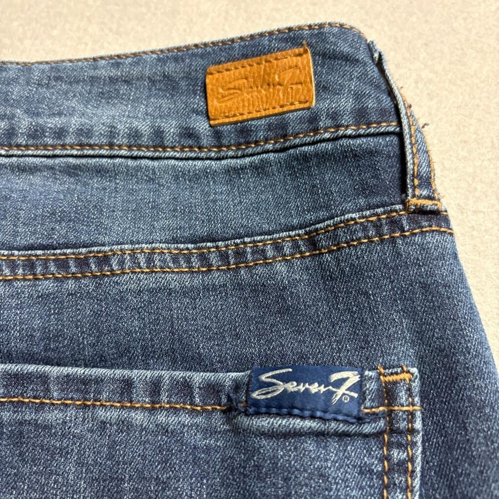 Seven7 Weekend Slim Fit Jeans Womens Size 6 Blue Denim Frayed Hem Stretch