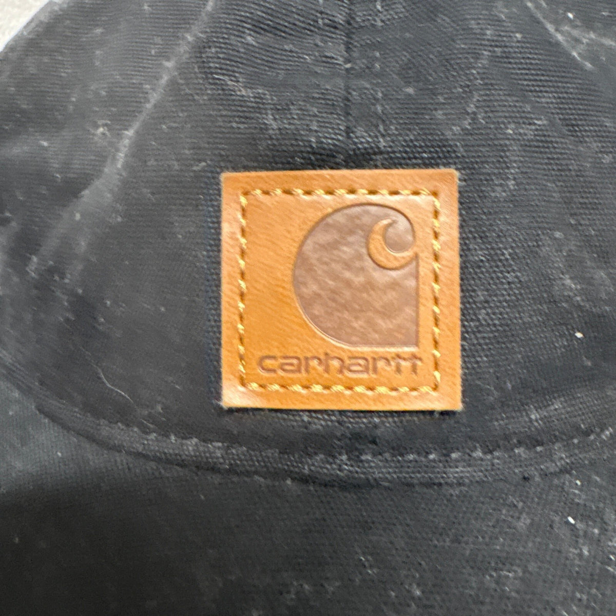 Carhartt Mens Black Cotton Canvas Leather Logo Patch Adjustable Baseball Cap Hat - Photo 2