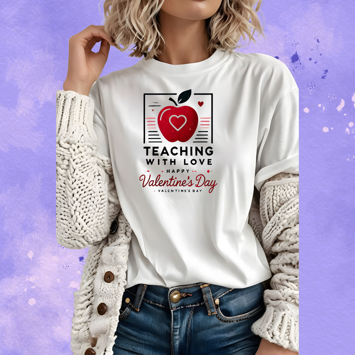 T-Shirt Teacher with Love Valentines Day Gift For Her