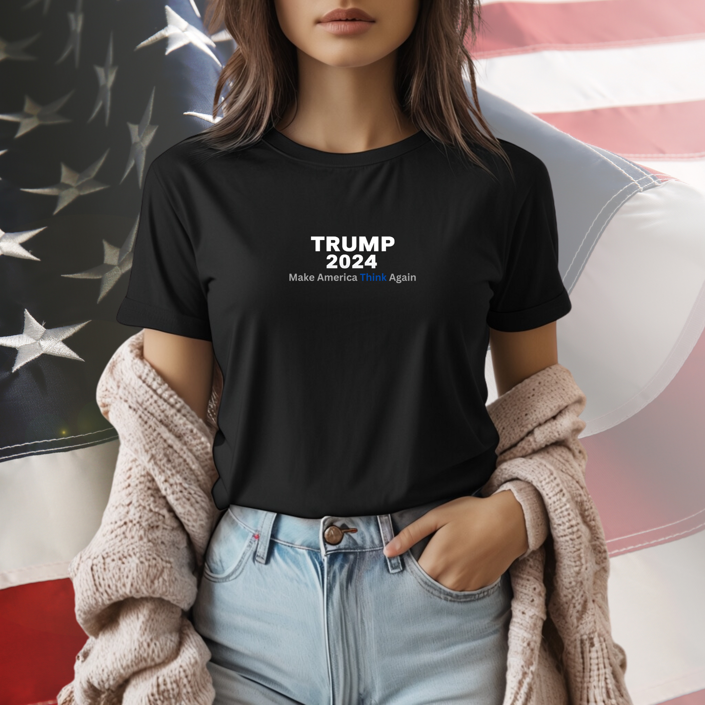 Political Graphic T-Shirt Make America Think Again President Trump